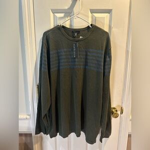 NWT Van Heusen Men’s Crewneck Sweater Big & Tall 2XL Gray Blue Striped